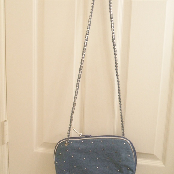 ALLAN EDWARDS Studded denim purse - Picture 1 of 8
